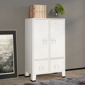 VidaXL Garde-robe industrielle Blanc 67x35x107 cm Acier