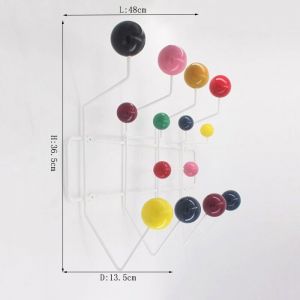 Image de Pat&egrave;re en bois boule porte-manteau avec 14 pat&egrave;res porte-manteau mural tringle &agrave; v&ecirc;tements avec boules color&eacute;esporte-manteau