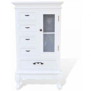 Buffet bahut armoire console meuble de rangement avec 5 tiroirs et 2 étagères blanc 4402197