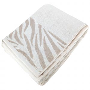 Linnea Drap de bain 100x150 cm ZEBRA SOFT coton uni bord zèbre beige