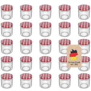Intirilife 25 pots à confiture avec couvercle - 150 ml - Petits pots en verre, pots de conservation avec couvercle vissé, pots d'épices, parfait pour offrir en cadeau