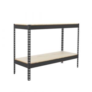 Simon Rack Étagère Charge Lourde, 2 Niveaux en Boix, 400 kg Capacité de Charge et Point de Flexion, 900x1200x450 mm, Étagère Garage, Étagère Rangement, Anthracite/Bois - SimonTaller