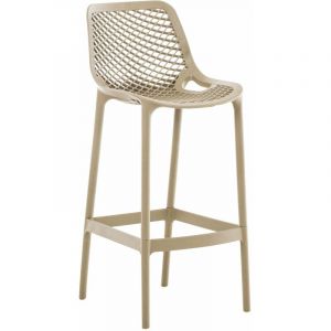 Décoshop26 Tabouret de bar avec repose-pieds design moderne plastique gris intérieur ou extérieur 100000543