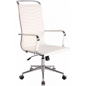 CLP Chaise de bureau Batley en similicuir ou véritable cuir, Blanc -Similicuir