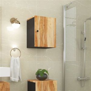 VidaXL Armoire de Salle de Bain, Colonne avec 2 Compartiments et Porte, Meuble avec Rangement de Toilette Intérieur, Marron Bois Massif d'Acacia