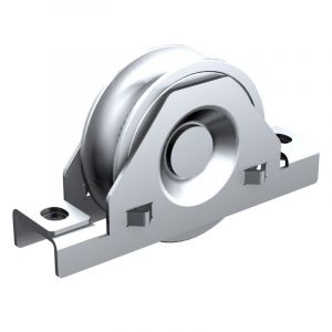 Slid'up by Mantion Monture à support intérieur en INOX pour portail coulissant - Galet Ø100 mm à gorge ronde Ø21 mm - 400 kg