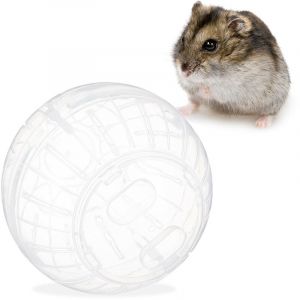 Relaxdays Boule de Hamster, D : 14 cm, Hamsters et Souris, Jouet pour rongeurs, avec Couvercle, Plastique, Transparente