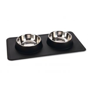 Karlie Dex 522624 Set de Vaisselle en Silicone en INOX Noir 700 ML 2 x 350 ML