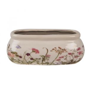 La Grande Prairie Pot de fleurs ovale beige céramique 18x8x7cm