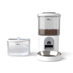 Eziclean Distributeur de croquettes et fontaine pour chat et petit chien Nutribot Cam+ C8