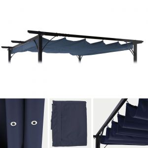 Toile De Rechange Pour Pergola 3,5x3,5m Hwc C42, Toit Ouvrant Bleu Neuf