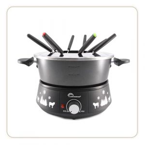 Little balance 8690 Black Fondue 8 Meuuuh...!, Appareil à fondue 8 personnes, Caquelon anti-adhésif grande contenance 2 litres, 1500 W, Noir