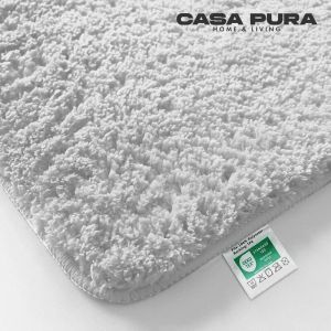 Casa Pura - Tapis de bain Sky Uni Polyester Blanc-Neige 80 x 150 cm