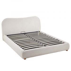 Hugo - lit coffre - 160x200 cm - en tissu bouclette - Beige