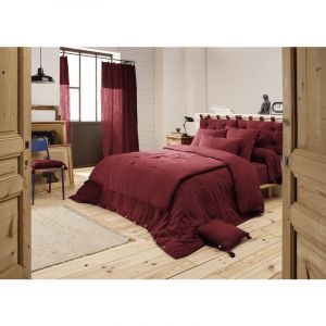 Pack double gaze de coton luxe housse de couette 260 x 240 cm + 2 taies 60 x 60 Bordeaux