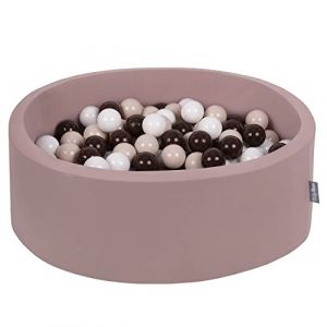 KiddyMoon Piscine À Balles 90X30cm/200 Balles pour Bébé Rond Fabriqué en UE, Béruée: Beige Pastel/Brun/Blanc