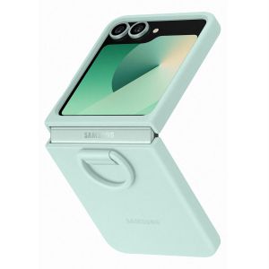 Samsung Coque Z Flip6 silicone Vert d'eau avec anneau