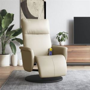 VidaXL Fauteuil de massage, relaxation avec repose-pieds similicuir crème
