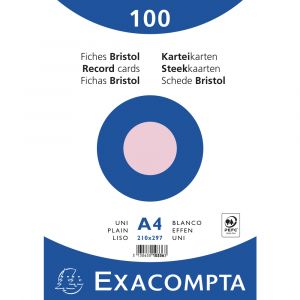 Image de Exacompta Paquet 100 fiches rose film bristol uni 210x297mm,