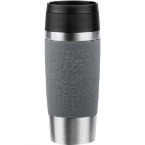 Emsa N20205 Travel Mug Classic Tasse isotherme 0,36 l | Acier inoxydable | 4h chaud et froid 8h | 100% étanche | Anti-fuite | Passe au lave-vaisselle | Ouverture à 360° | Gris poivre