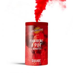 Fumigène en Pot 2 MINUTES couleur Rouge - Allumage à mèche, durée 120 secondes,