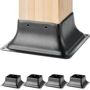 VEVOR Lot de 4 Support de Poteau Bois 4''x4'' 102x102 mm Base de Poteau Interne 91,4x91,4 mm en Acier au Carbone pour Ancrage de Poteau Bois Standard de Rambarde, Main Courante de Terrasse, Porche