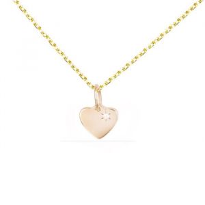 Collier L'atelier D'azur Collier - Pendentif Or Jaune et Diamant - Coeur - Chaine Dorée - Couleur Unique - Taille Doré