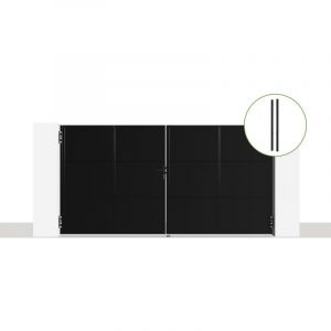 Image de Portail battant acier 3,5M nali H.180cm Noir mat + 2 poteaux acier dario