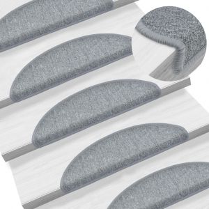 VidaXL Tapis d'escalier 10 pcs 56x20 cm Gris clair