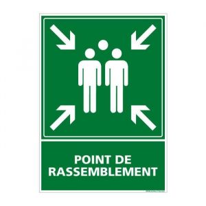 Signaletique.biz France - Panneau Point de Rassemblement. Panneau d'Évacuation. Signalétique Point de Rassemblement. Sticker, Panneau pvc ou Alu