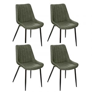 Atmosphera Chaise "Olwen" vert kaki effet cuir