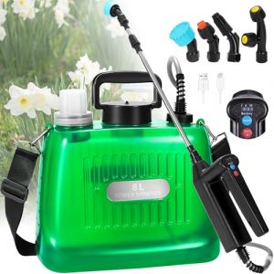 DOUBFIVSY Pulverisateur de Jardin 8L, Pulverisateur Electrique a Batterie Pression avec 4 Buses Reglable, Indicateur du Niveau de Ba