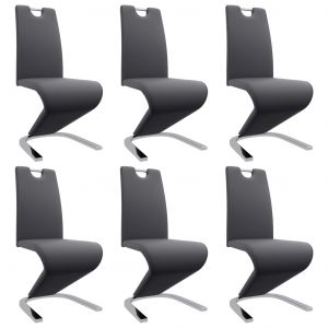 Image de VidaXL Chaises à dîner avec forme de zigzag 6 pcs Gris Similicuir