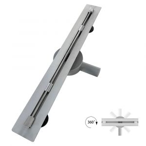 DEKI Caniveau de douche italienne slim L.80 cm acier inoxydable avec siphon 360&deg;, drainage performant