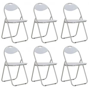 Image de VidaXL Chaises pliantes de salle à manger 6 pcs Blanc Similicuir