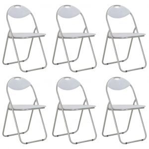 VidaXL Chaises pliantes de salle à manger 6 pcs Blanc Similicuir