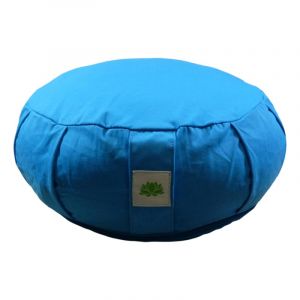 Coussin de méditation zafu lotus épeautre Bio-turquoise, hauteur 17cm, diamètre 40cm, déhoussable