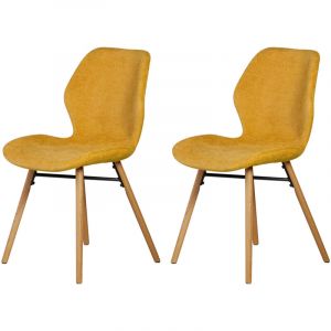 M&S Lot de 2 chaises repas 46x53x84 cm en tissu jaune - kristen