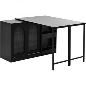 Table De Bar - Table de Cuisine - Pivotante À 360°(121.5X40X76.7cm) - Noir - MDF