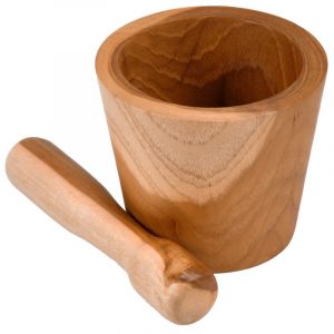 Meubletmoi - Mortier et pilon de cuisine rond allongé en bois de teck – kyoto