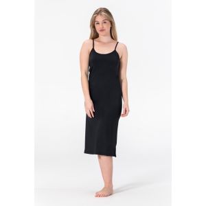 Robe de dessous pour dames - Robe de nuit - Robe de sommeil - Anti-statique - Noir - Microfibre - Longue (120CM) - Taille L/XL