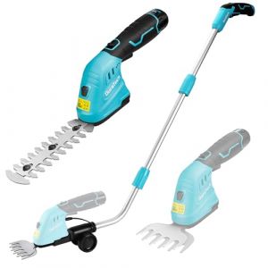 Cisaille Sculpte-Haie &Eacute;lectrique et Taille-Herbes T&eacute;l&eacute;scopique sans Fil 12V, Cisaille &agrave; Gazon 2 en 1, Largeur/Longueur de Coupe 12/16 cm, Batterie