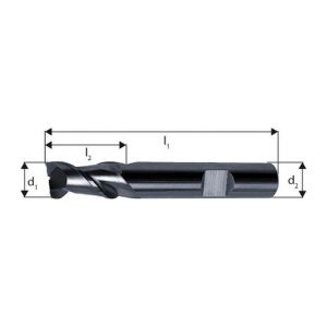 Guhring Fraise cylindrique courte, 2 dents, en carbure monobloc pour l'aluminium, &Oslash d1 - h10 : 5,0 mm, Long. totale l1 54 mm, Long. coupe l2 6 mm