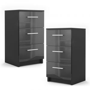 Vicco - Table de chevet 66cm Noir armoire de nuit lot de 2