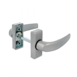 Amig - Poignée de porte à rosace - Modèle Delta - En aluminium - Mesure : 121 x 72 mm - Carré de 8 mm - Argent