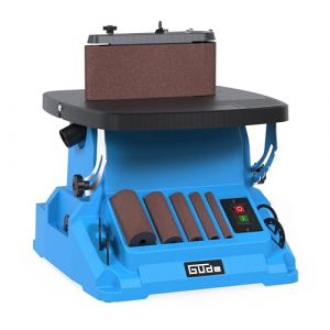 Güde GSBSM 500 Ponceuse à bande à broche (230 V, 500 W, vitesse de rotation de la broche 2000 tr/min, rotation de la bande 8 m/s, oscillant, appareil 2 en 1, conversion sans outil, table réglable de 0