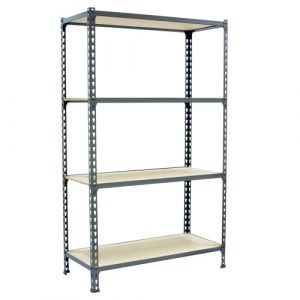 Simon Rack &Eacute;tag&egrave;re Rangement et 4 Niveaux en Boix, 150 kg Capacit&eacute; de Charge et Point de Flexion, 1500x1000x400 mm, &Eacute;tag&egrave;re Charge Lourde, &Eacute;tag&egrave;re Garage, Gris/Bois - Maderclick