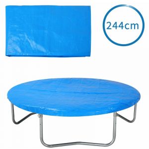 Deuba Monzana B&acirc;che de Protection pour Trampoline &Oslash; 244 cm Bleu Housse en PE r&eacute;sistante aux UV Pluie Neige Soleil