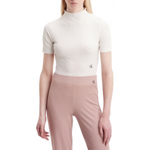 Image de Calvin Klein T-shirt FEMME avec manches courtes et col montant écru