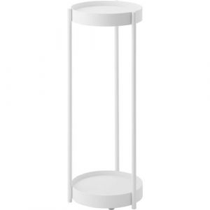 Yamazaki - Support 2 niveaux pour plantes sur roulettes blanc